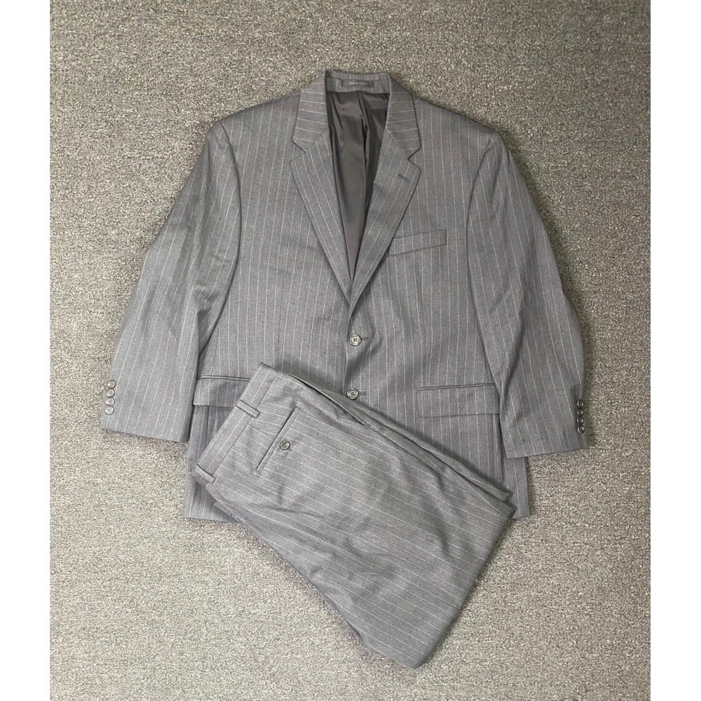 Lauren Ralph Lauren 2-Piece Suit Gray Pinstripe Mens 44S Jacket 39x26 Pants READ